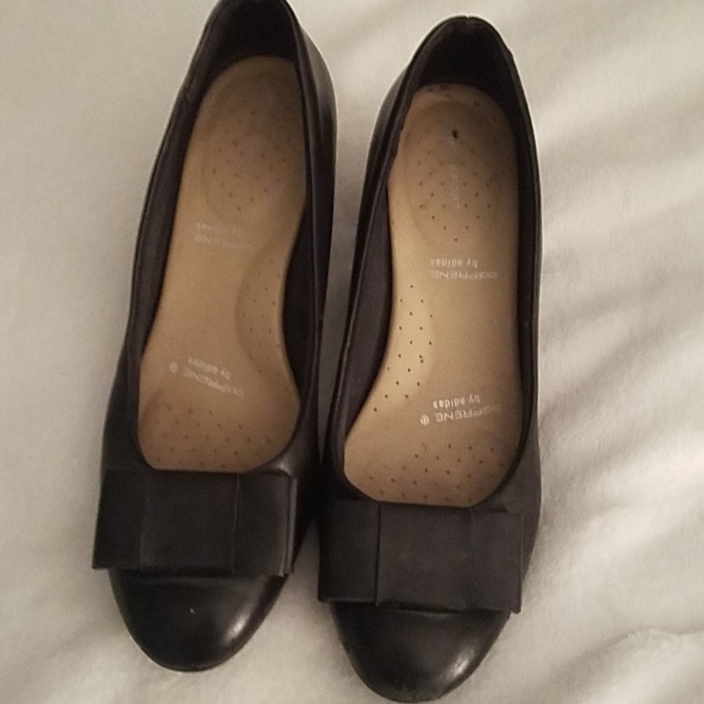 Black leather wedge